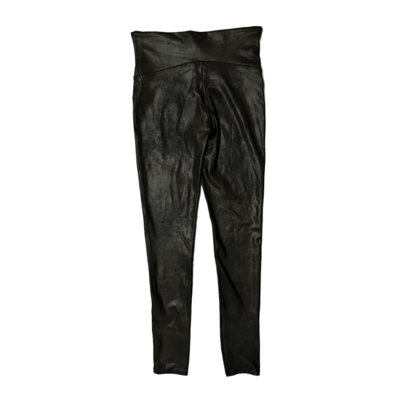 SPANX Faux Leather Black High Waisted Leggings Tummy + Booty Shaping Sz S - Picture 9 of 12